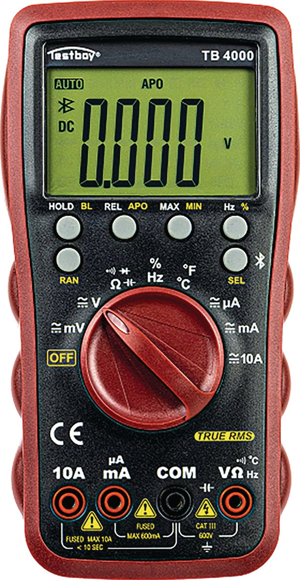Testboy Multimeter TB 4000 True RMS mit Bluetooth – 0-600 V AC/DC, CAT III 600 V