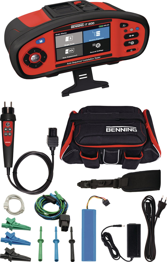 BENNING Gerätetester-Set IT 200 + EV 3-2 – Normkonforme Prüfung von Elektroanlagen & Wallboxen im L-Boxx Koffer
