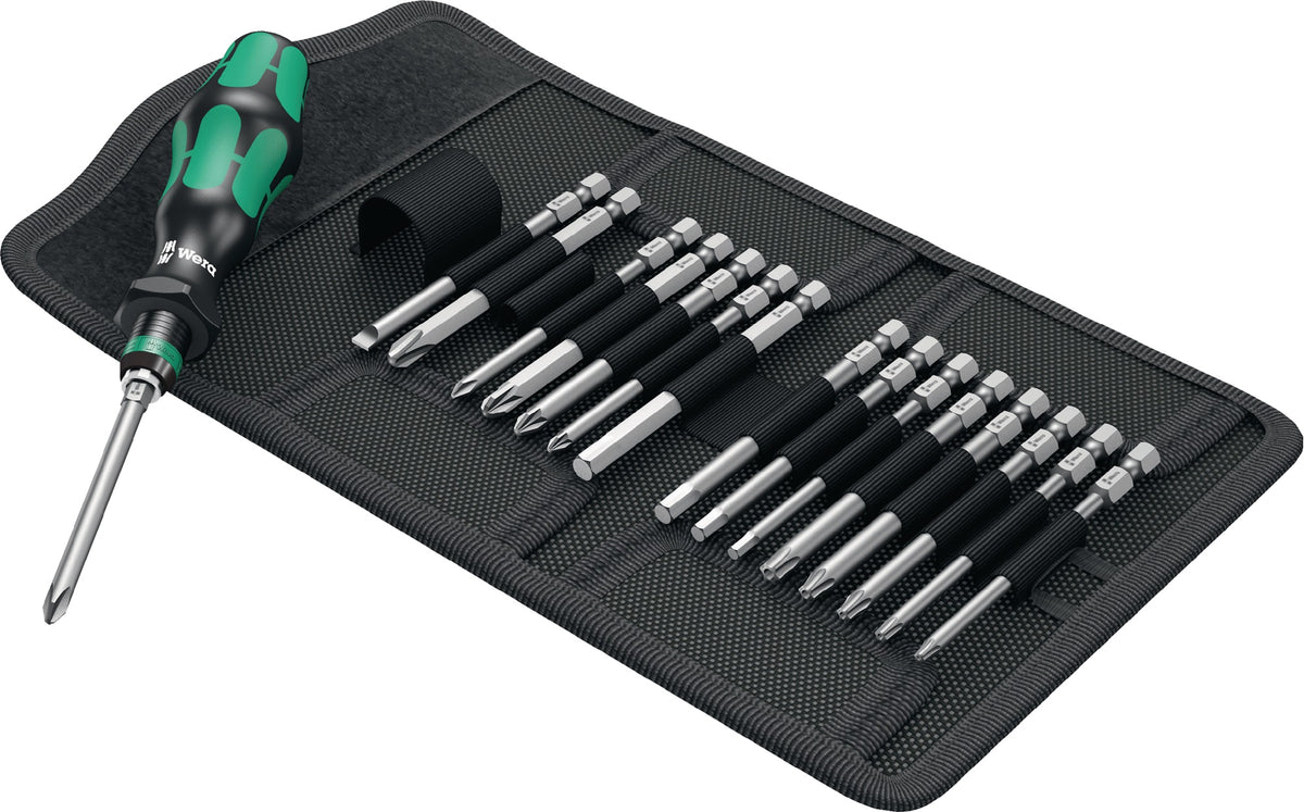 WERA Schraubendrehersatz KK 60 17-tlg. mit Handhalter, Wechselklingen und Rapidaptor-Technologie