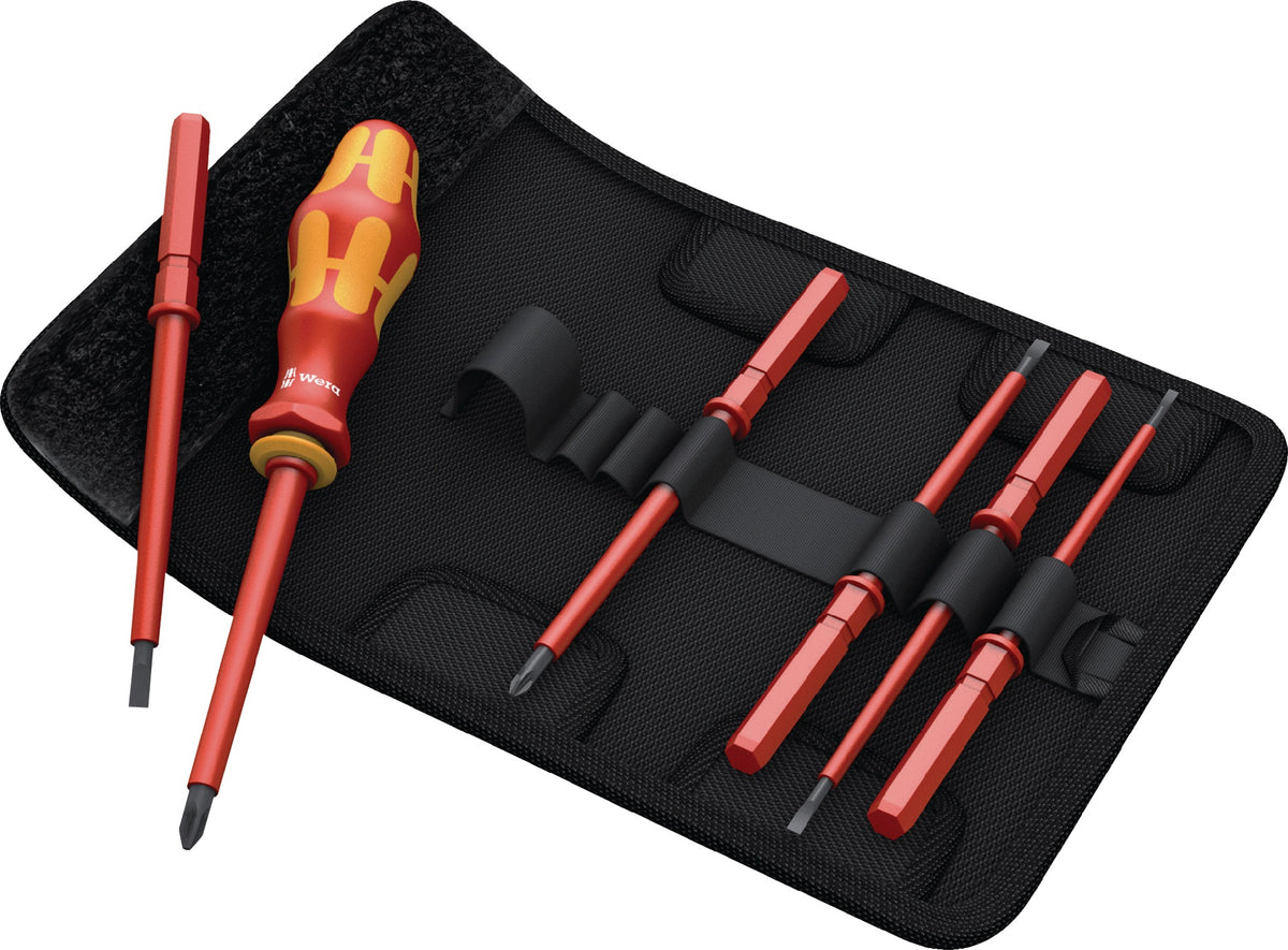 WERA Schraubendrehersatz KK VDE 7 Universal 1, 7-teilig mit Wechselklingen und Falttasche