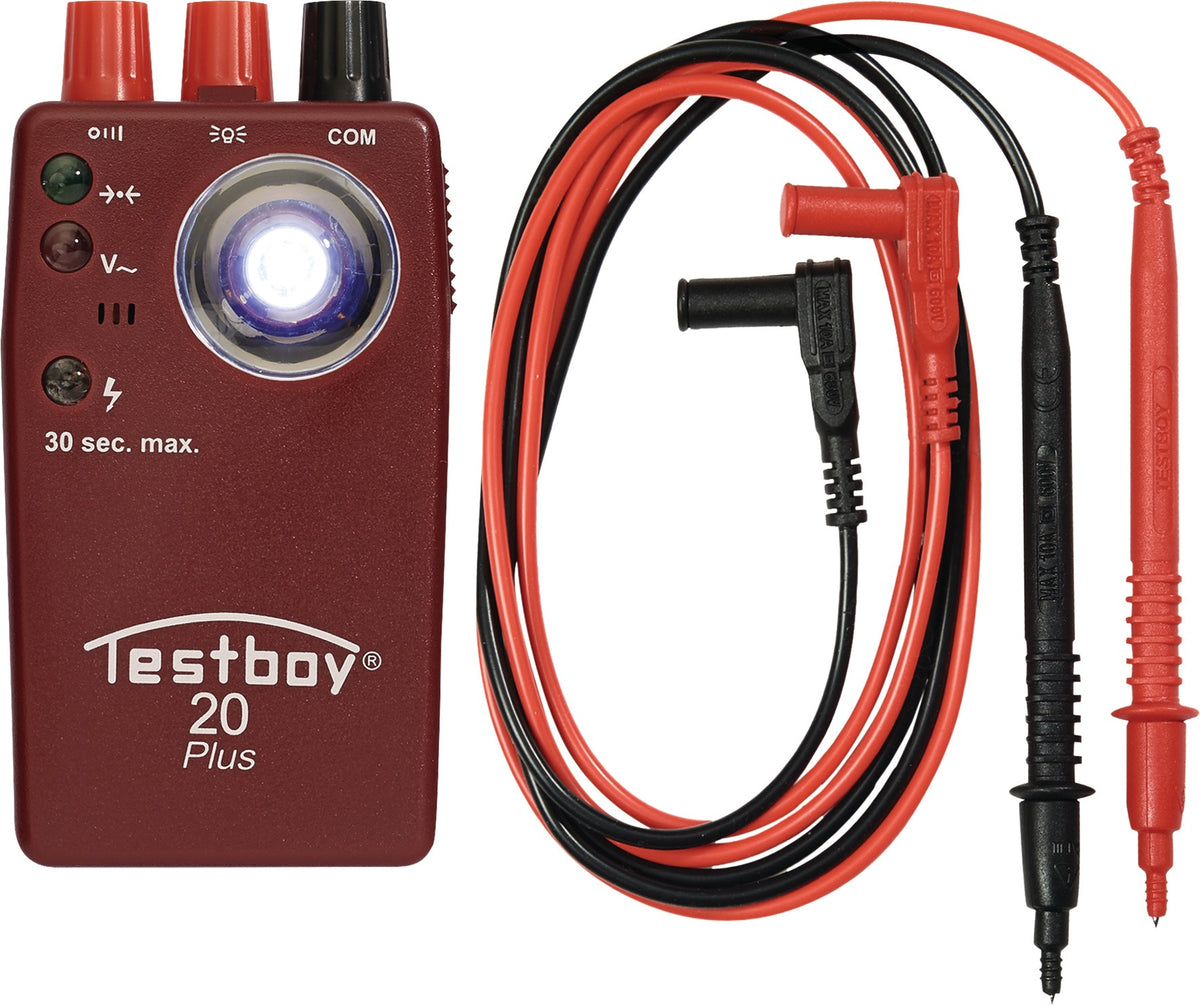 TESTBOY Durchgangsprüfer TB 20 Plus bis 300 V CAT II – berührungsloser Spannungssensor & Stromwarner