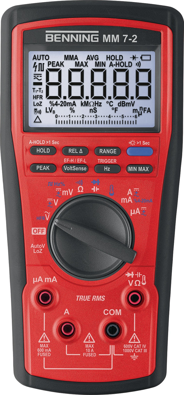 BENNING Multimeter MM 7-2 1000 V TRUE RMS mit AutoV-Funktion und CAT IV 600 V