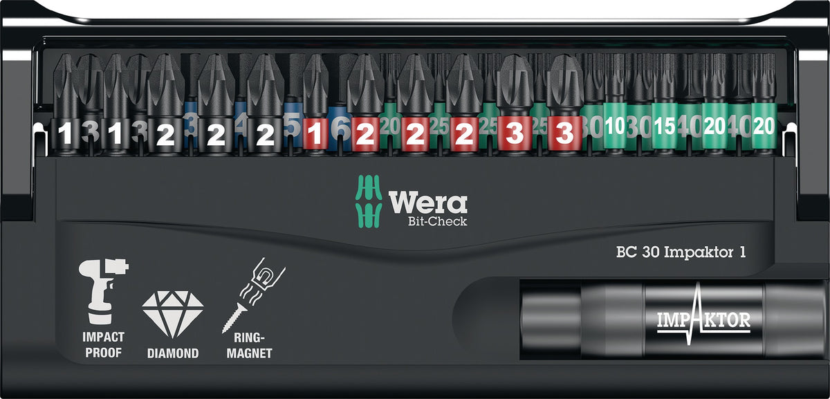 WERA Bit-Check 6 Impaktor 1 Bitsortiment 6-teilig PH/PZD/T für Impakt-Schrauber