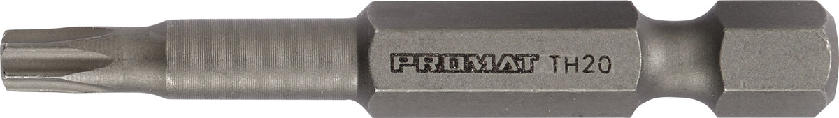 PROMAT Bit T7 mit Bohrung 1/4 Zoll 25 mm S2-Stahl für TORX-Schrauben