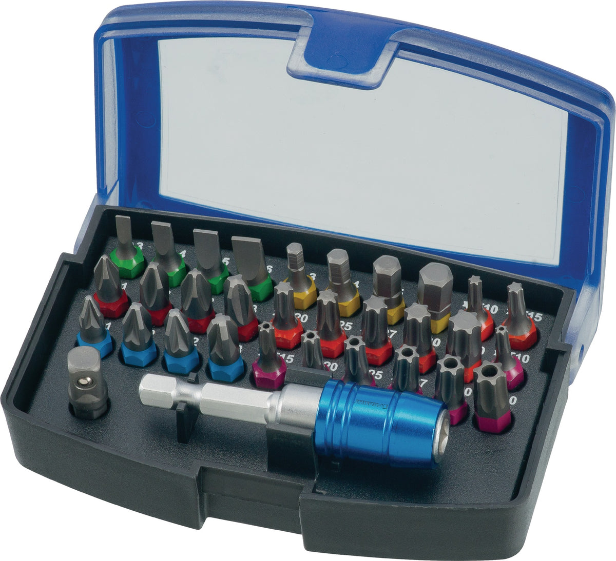 PROMAT Bitsortiment 32-teilig Schlitz/PH/PZD/TX/TX-BO/6Kt. mit Farbleitsystem