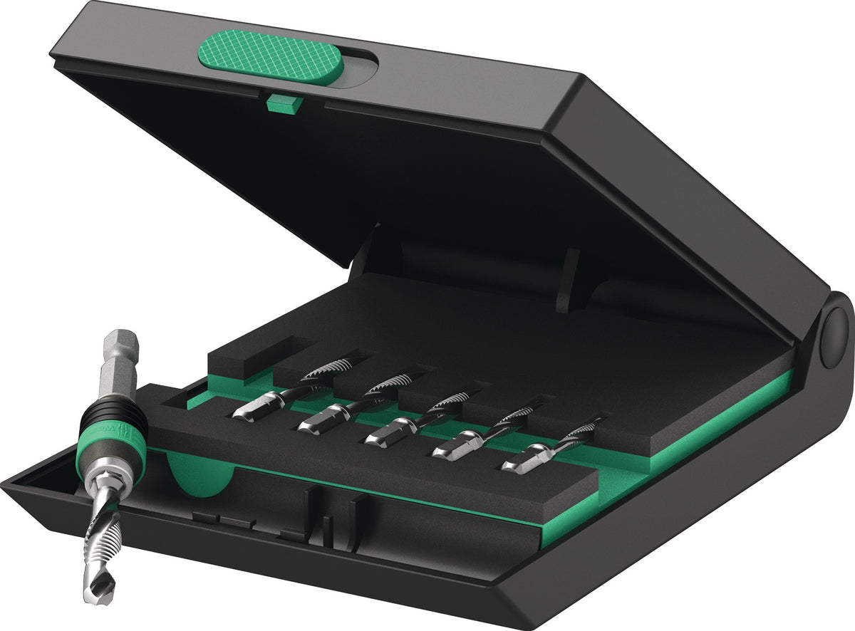 WERA Kombigewindebohrerbitsatz 7-teilig HSS 1/4 Zoll 6KT Kunststoffbox