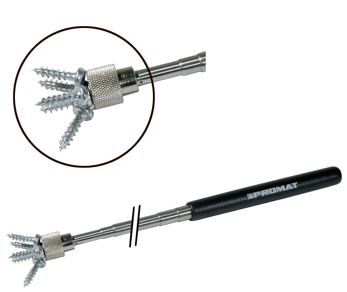 PROMAT Teleskopmagnetheber 635 mm – Magnetkopf Ø 12 mm, Tragfähigkeit ca. 3,5 kg