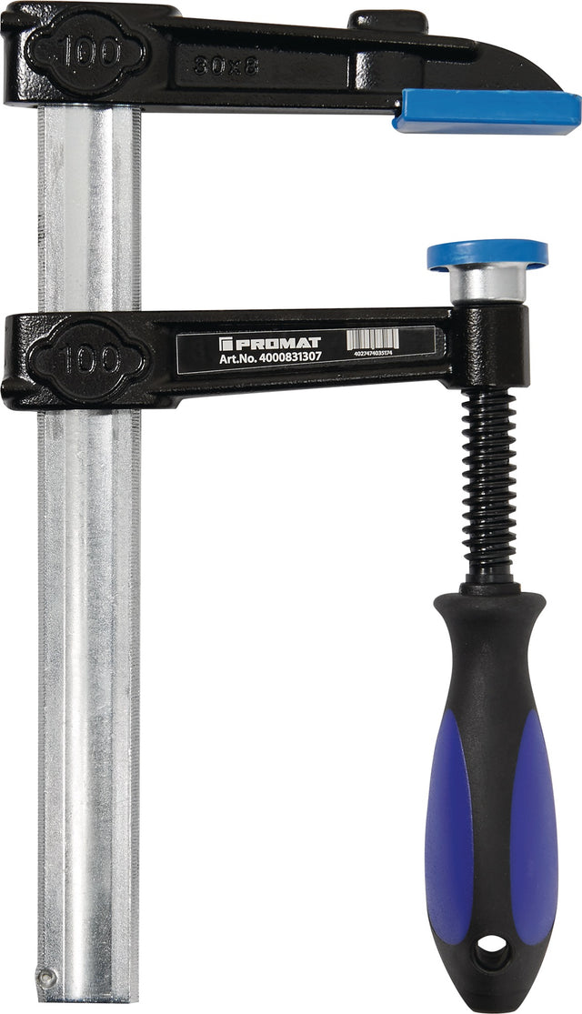 PROMAT Temperguss-Schraubzwinge 160 mm Spannweite, 80 mm Ausladung, 3K-Griff