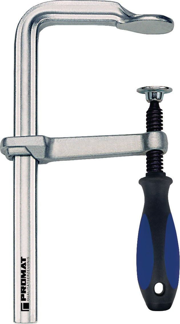 PROMAT Ganzstahlschraubzwinge 120 mm Spannweite, 60 mm Ausladung, 3-K-Griff – Hohe Spannkraft bis 5000 N
