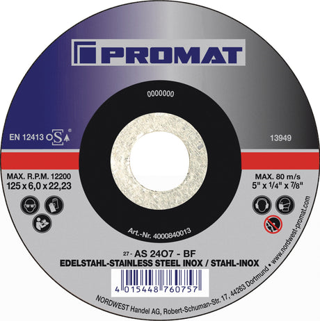 PROMAT Schruppscheibe 125 mm gekröpft Universal für INOX, Stahl und Guss