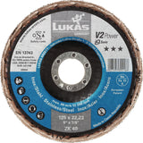 LUKAS Fächerscheibe V2 POWER ZK Ø125 mm Körnung 40 Zirkonkorund für Stahl und Edelstahl