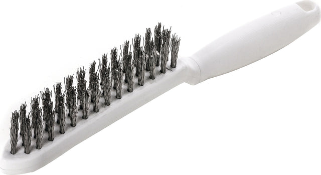 LESSMANN Drahtbürste 285 mm – 0,35 mm VA-Stahldraht gewellt, 3-reihig, lebensmittelecht