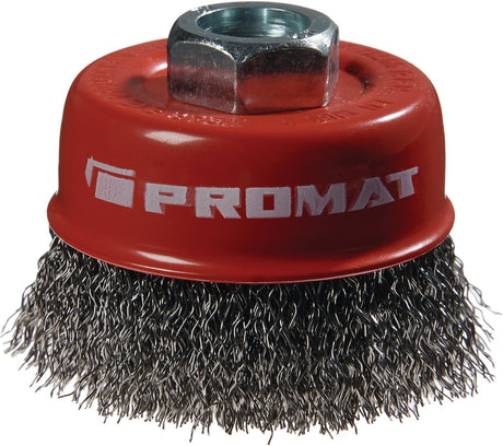 PROMAT Topfbürste Ø 60 mm, Drahtstärke 0,3 mm, Stahl, M14, 12.500 min-¹