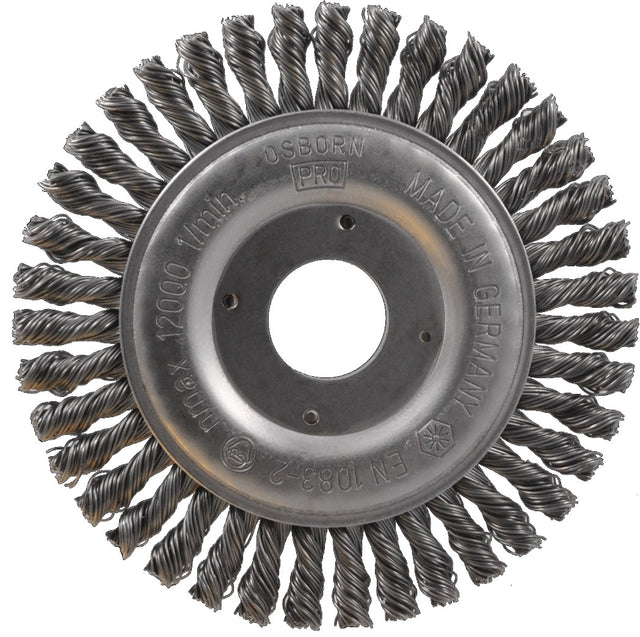 OSBORN Pipelinebürste 115 mm Ø, gezopfter Stahl-Draht 0,5 mm, 12500 min-¹, für Schweißnähte