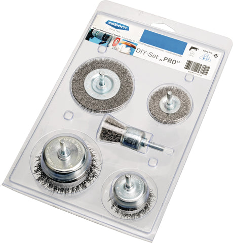 OSBORN Bürstensortiment 5-teilig Drahtstärke 0,3 mm Stahl 4500 min-¹ Aufnahme 6 mm
