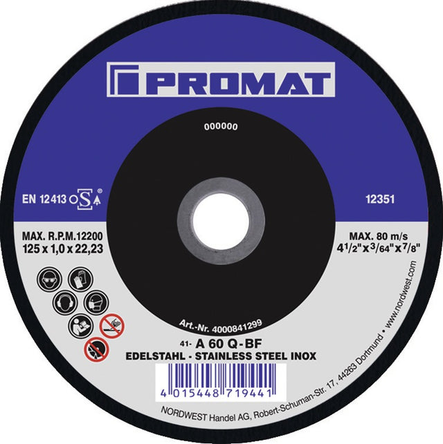 PROMAT Trennscheibe Action D125x1mm gerade INOX für Edelstahl und Stahl
