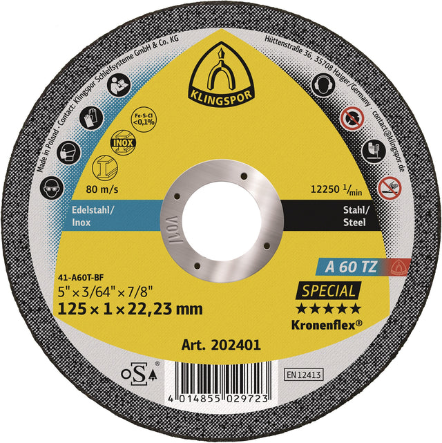 KLINGSPOR Trennscheibe A 60 TZ Special 115 x 1 mm INOX für Edelstahl und NE-Metalle