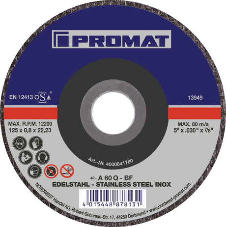 PROMAT Trennscheibe D125 x 0,8 mm gekröpft INOX für Edelstahl & Stahl