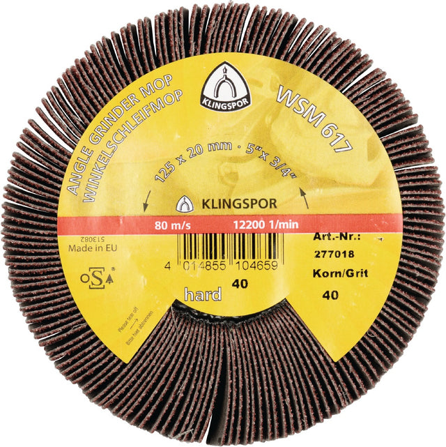 KLINGSPOR Schleifmoprad WSM 617 Ø125x20 mm M14 Körnung 40 für Grob- und Feinschliff