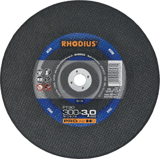 RHODIUS FT30 Trennscheibe 300 x 3 mm für Stahl – 25 Stück, Ø 300 mm, Bohrung 20 mm