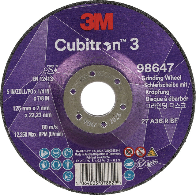3M Cubitron 3 Schruppscheibe 125 mm gekröpft Körnung 36+ – 10 Stück