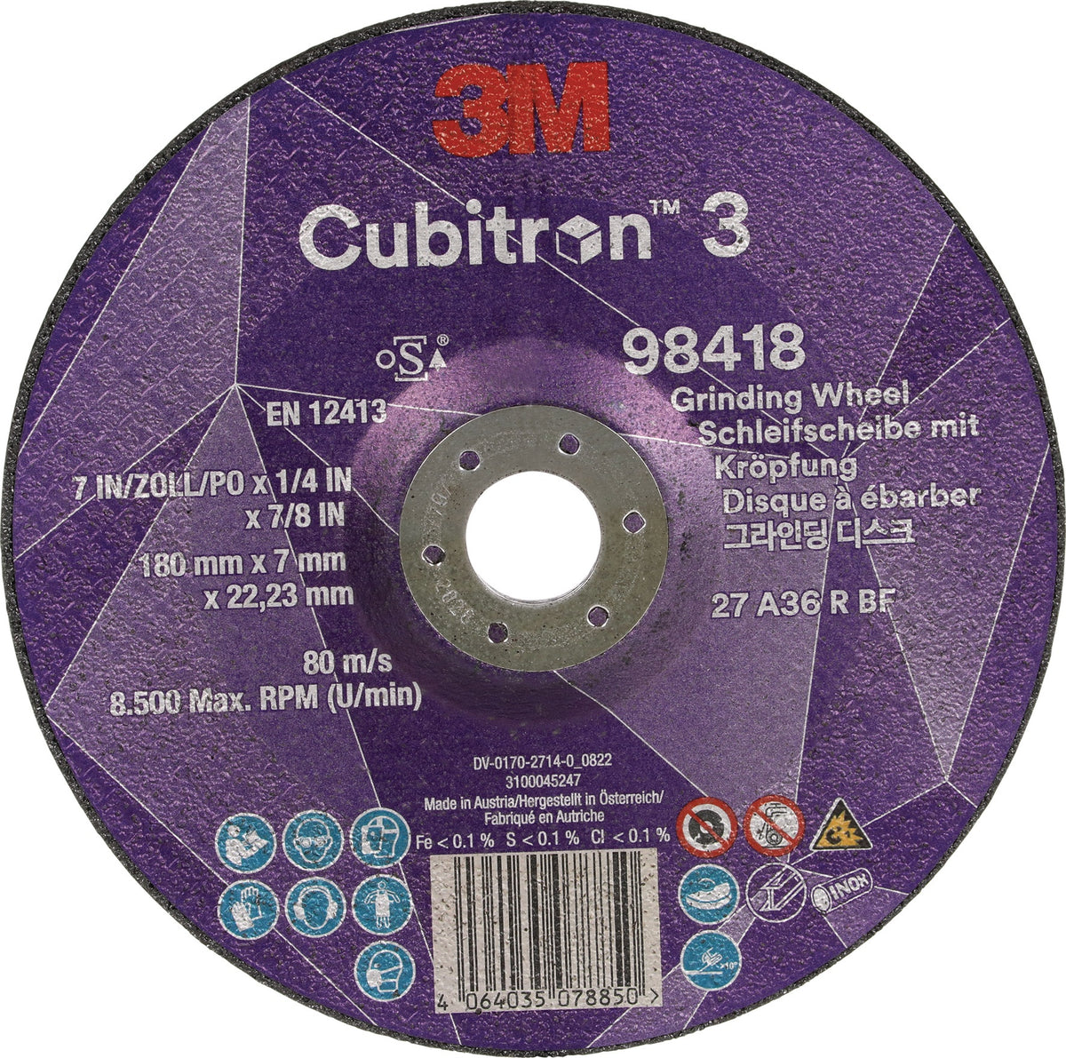 3M Cubitron 3 Schruppscheibe 125 mm gekröpft Körnung 36+ – 10 Stück