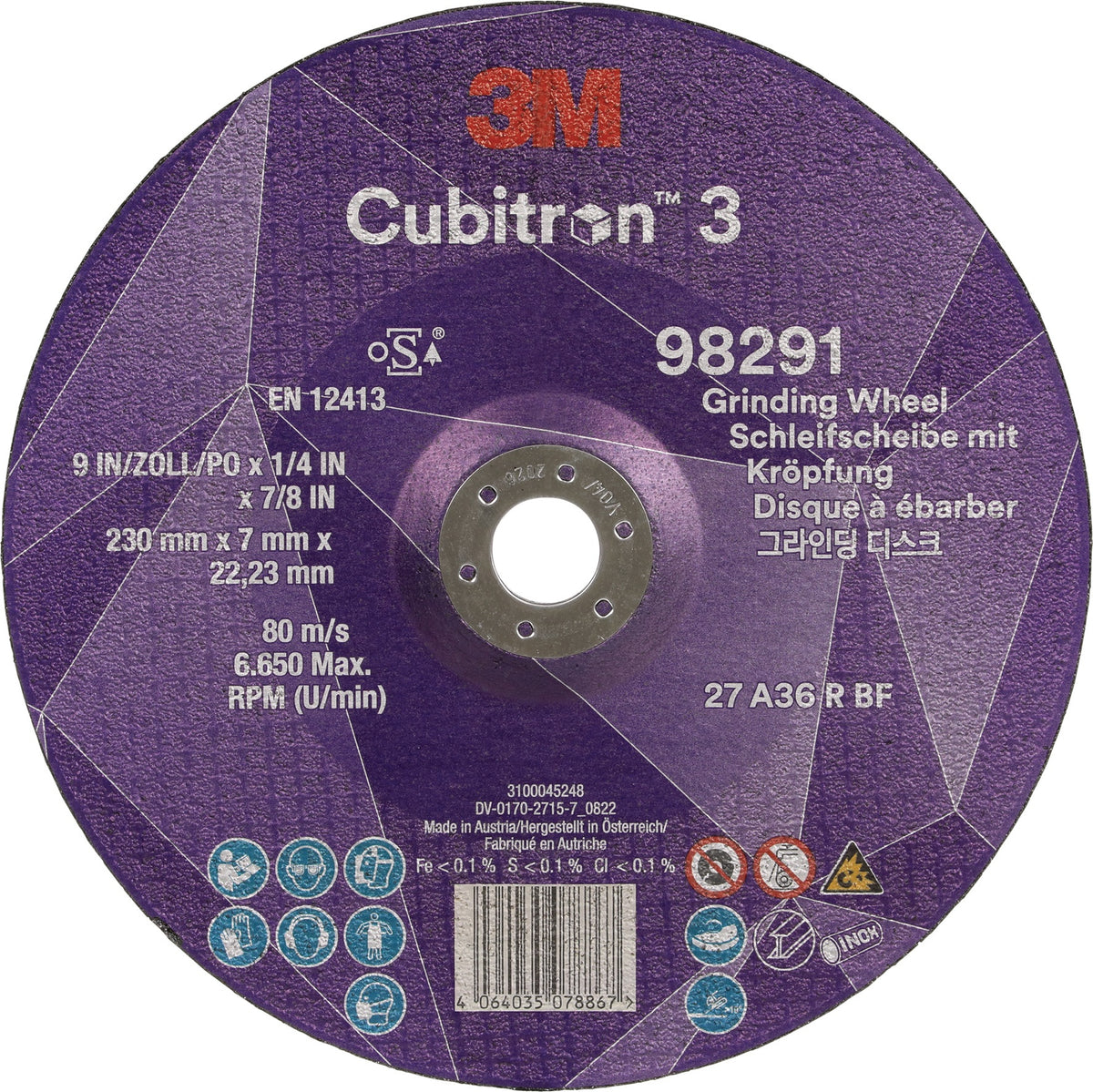 3M Cubitron 3 Schruppscheibe 125 mm gekröpft Körnung 36+ – 10 Stück