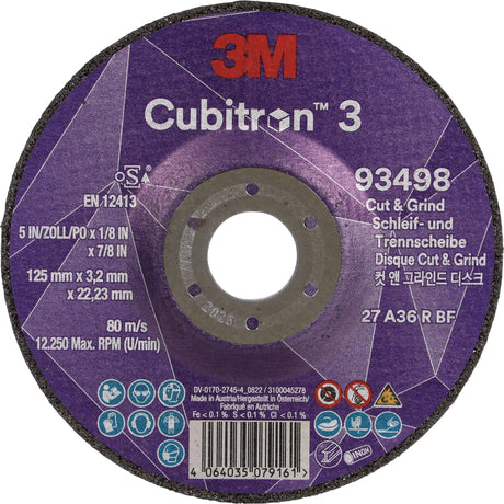 3M Cubitron™ 3 Cut and Grind Schruppscheibe 125 mm Körnung 36+ – 10 Stück