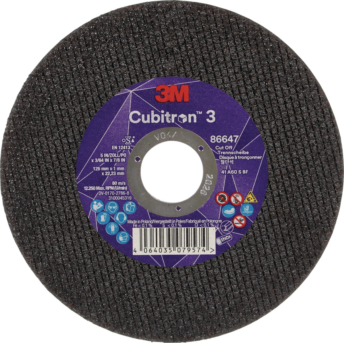 3M™ Cubitron™ 3 Trennscheibe 125 mm x 0,8 mm, 25 Stück, für Metall, Edelstahl, Aluminium