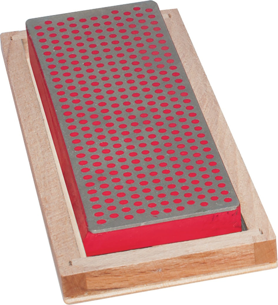 PROMAT Diamantabziehstein 150x50 mm – 45 Micron (mittel), blau, im Holzkasten