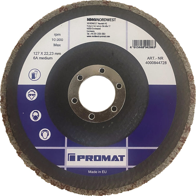 PROMAT Vlies-Kompaktscheibe BUF010 125 mm – Super Finish für Metall, Inox & Lack