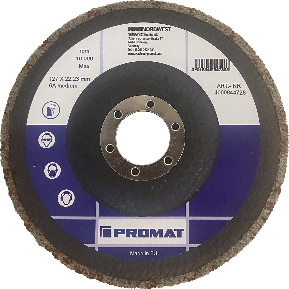 PROMAT Vlies-Kompaktscheibe BUF002 115 mm mit Fiberglasrücken für Winkelschleifer
