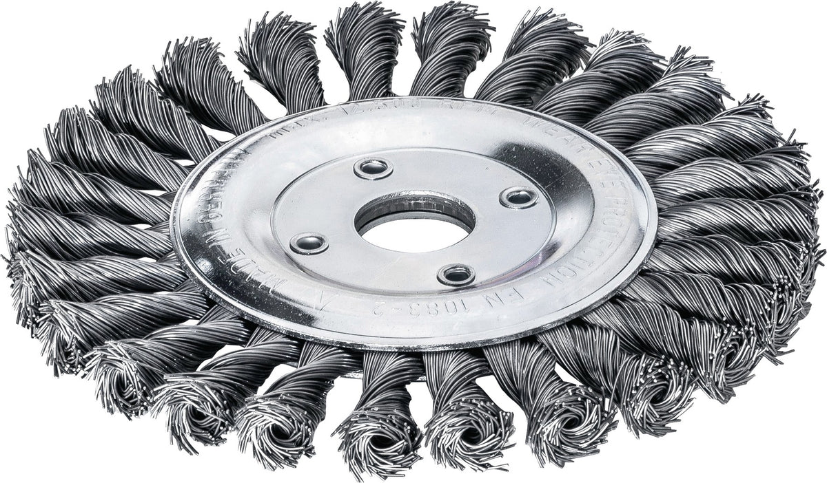 LESSMANN Zopfrundbürste Ø115 mm, Drahtstärke 0,5 mm, für Schweißnahtreinigung & grobe Bürstarbeiten