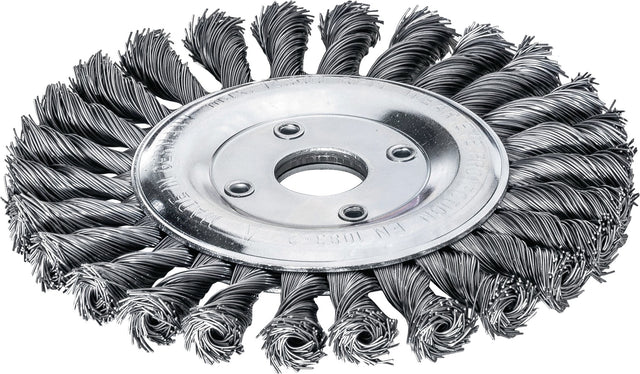 LESSMANN Zopfrundbürste Ø115 mm, Drahtstärke 0,5 mm, für Schweißnahtreinigung & grobe Bürstarbeiten