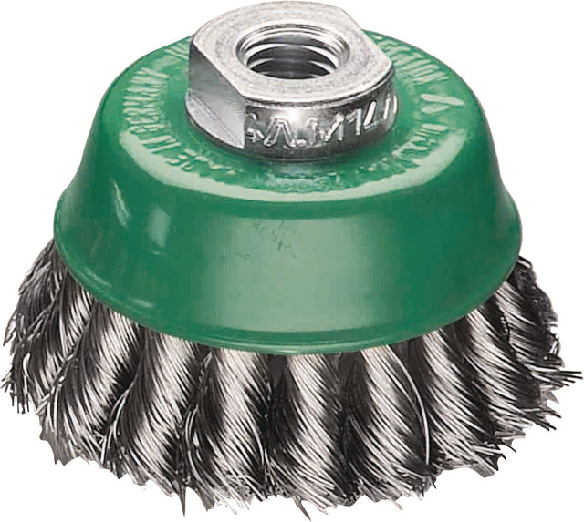 LESSMANN Topfbürste Ø65 mm M14, gezopfter Edelstahl-Draht 0,3 mm, 12500 min-¹