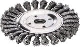 LESSMANN Zopf-Rundbürste Ø125 mm Stahl glatt M14 – 20 Zöpfe für Guss und Holz