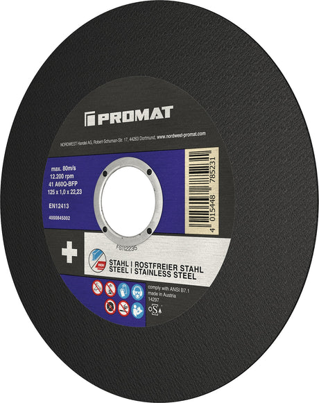 PROMAT Premium-Trennscheibe 2in1 D125x1 mm INOX/Stahl, 25 Stück, Bohrung 22,23 mm