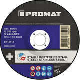 PROMAT Premium-Schruppscheibe 2in1 D125 x 7 mm gekröpft INOX/Stahl