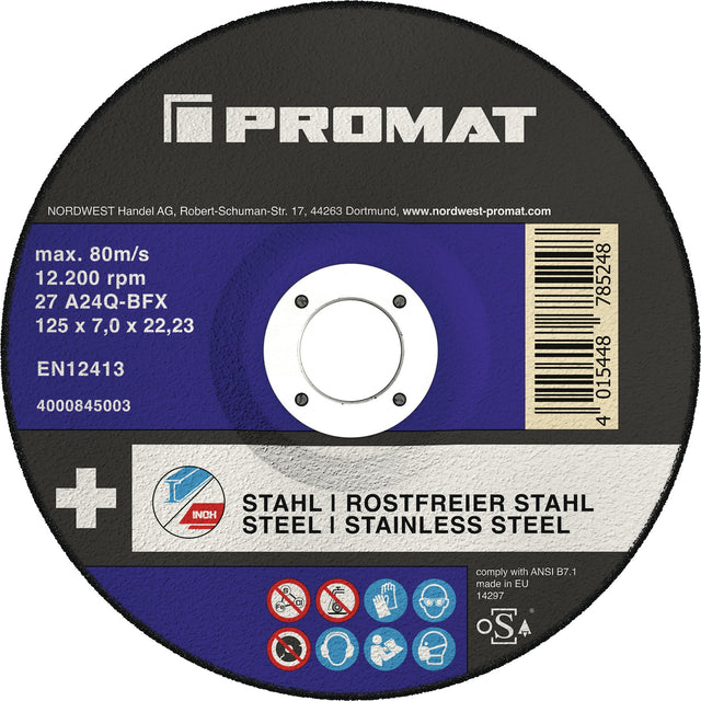 PROMAT Premium-Schruppscheibe 2in1 D125 x 7 mm gekröpft INOX/Stahl