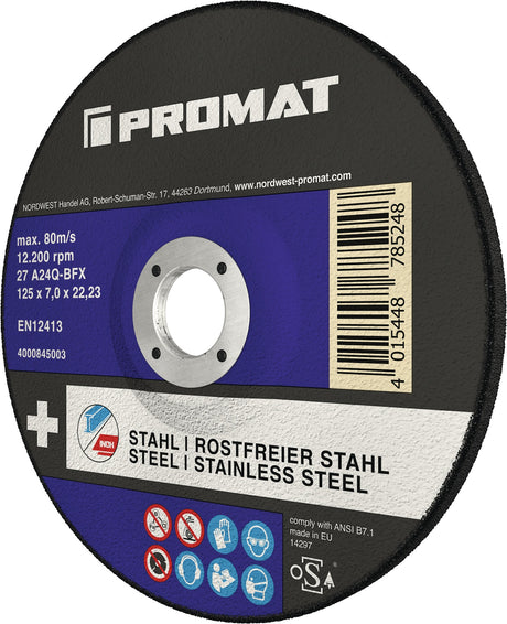 PROMAT Premium-Schruppscheibe 2in1 D125 x 7 mm gekröpft INOX/Stahl