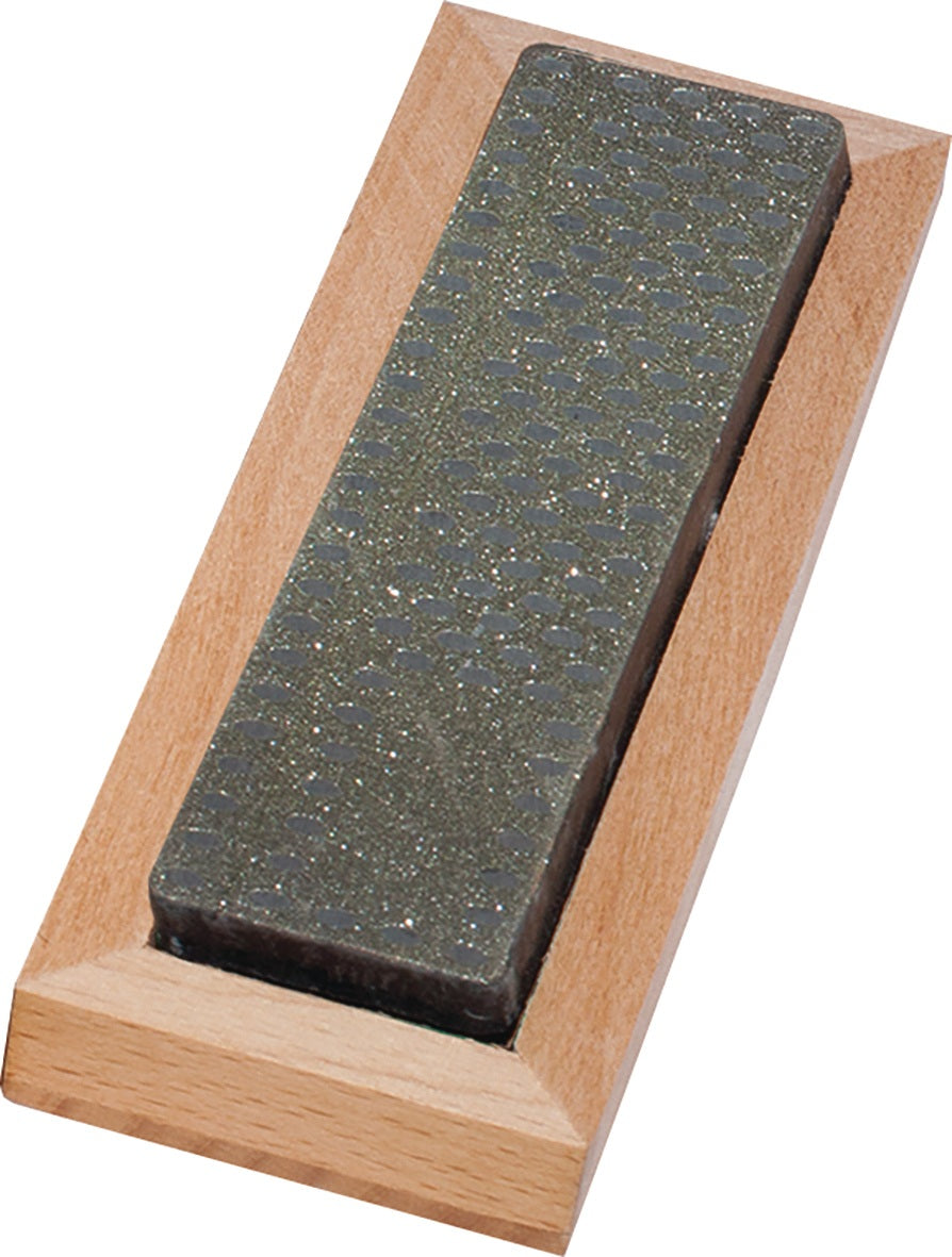 MÜLLER Diamantabziehstein 100 x 25 mm grob schwarz im Holzkasten – zum Schärfen von Werkzeugen und Messern