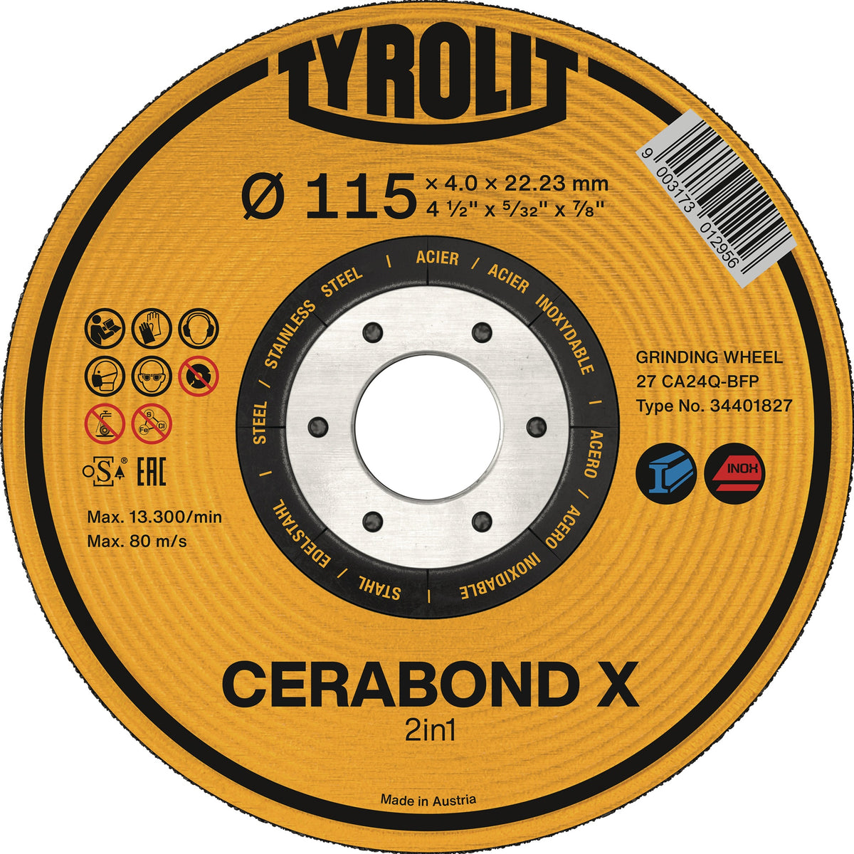 TYROLIT CERABOND X Schruppscheibe 125 mm gekröpft für INOX & Stahl