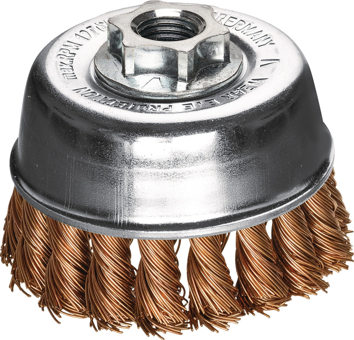 LESSMANN Rundbürste ZT M14 Stahldraht 0,50 mm – Zopf-Topfbürste Ø 65 mm für Stahl und Guss
