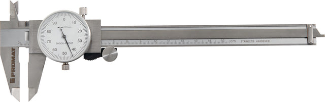 PROMAT Uhrmessschieber DIN 862 150 mm – Analog mit 1-Zeiger-System und Rollenfeinzustellung