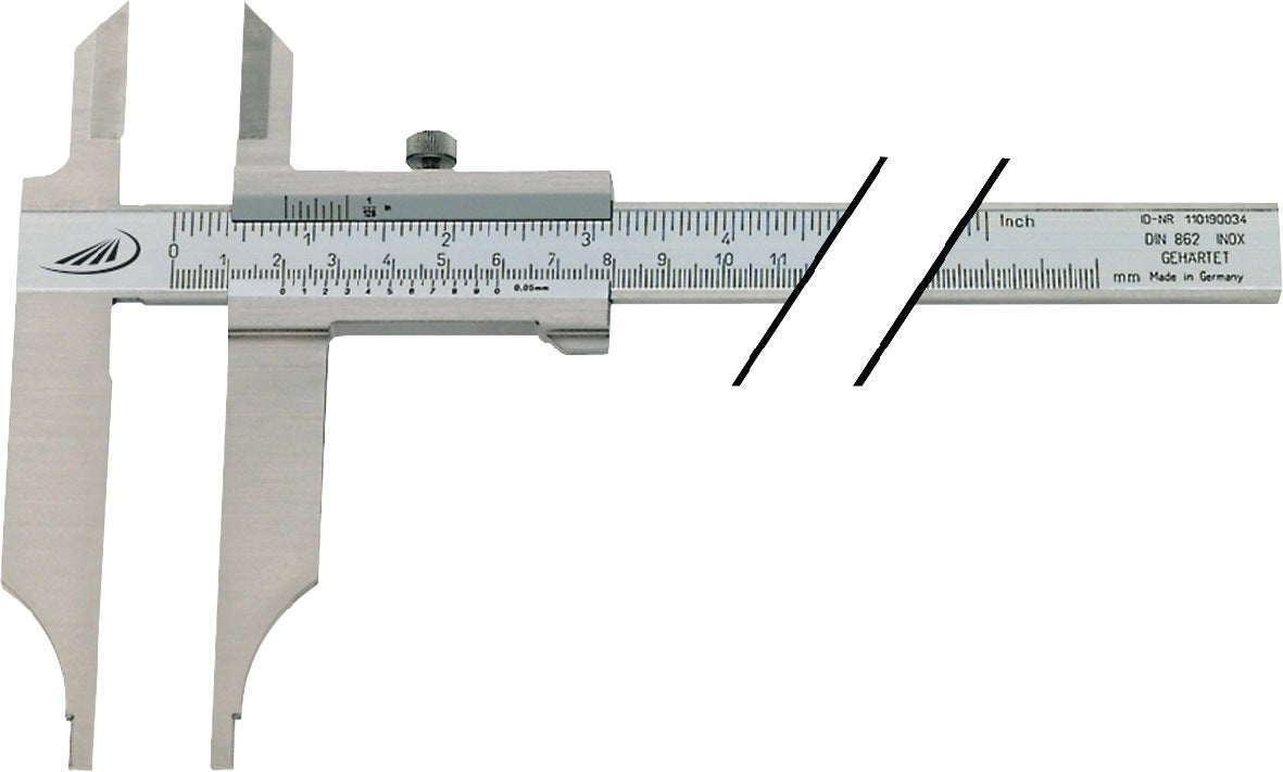 HELIOS PREISSER Werkstattmessschieber DIN 862 300 mm mit Messerspitzen, Schnabellänge 90 mm