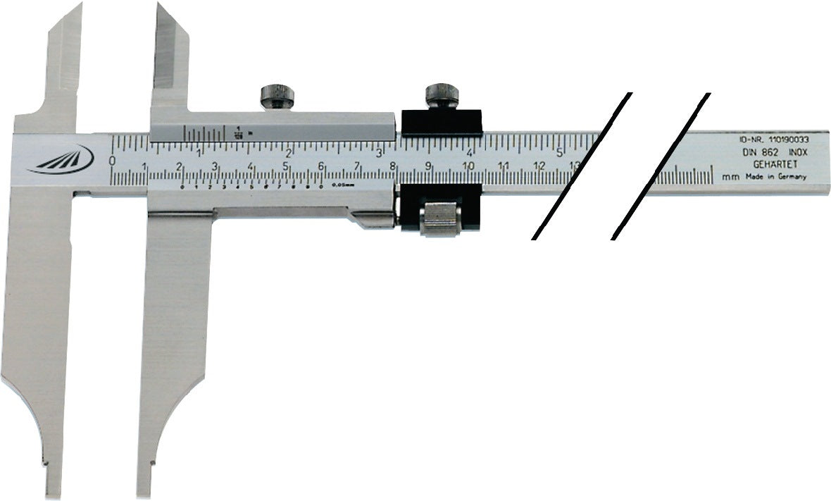 HELIOS PREISSER Werkstattmessschieber DIN 862 300 mm mit Messerspitzen, Schnabellänge 90 mm