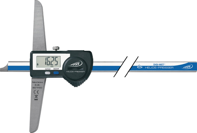 HELIOS PREISSER Tiefenmessschieber DIN 862 DIGI-MET IP67 200 mm – Digital, staub- & wassergeschützt