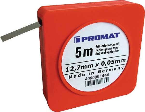 PROMAT Fühlerlehrenband 0,01 mm Stärke, 5 m Länge, 12,7 mm Breite – Präzisions-Messtechnik