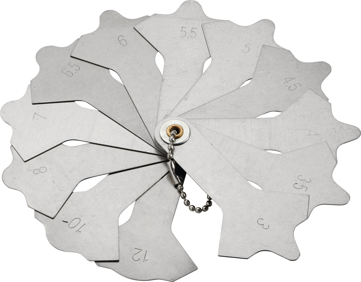 PROMAT Schweißnahtfächerlehre 3-12 mm mit 12 Blatt – Präzise Kehlnaht-Messung