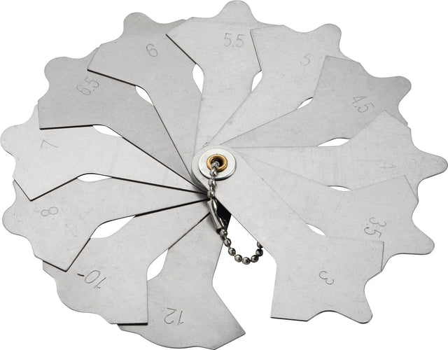 PROMAT Schweißnahtfächerlehre 3-12 mm mit 12 Blatt – Präzise Kehlnaht-Messung